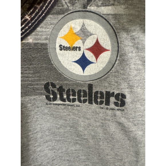 Vintage Pittsburgh Steelers Logo Breakthrough T Shirt Men's Size XXL 90s Grey - Picture 3 of 4
